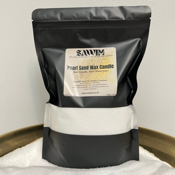 SAWIM 500gm & 25 Wood Crackle Wicks Eco Candle Sand Wax Natural Pearl Sand Candle Vegan