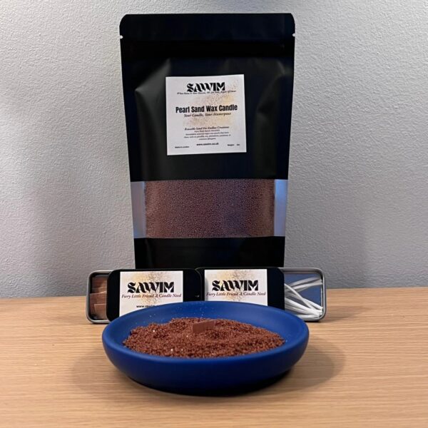 SAWIM Brown Pearl Sand Wax Candle 100g & 5 Cotton Wicks Reusable DIY Kit Candle