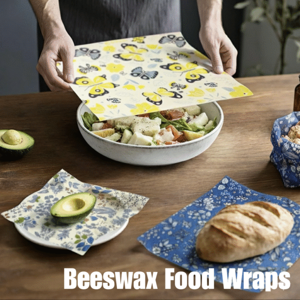 Reusable Beeswax Wrap Set for Food Storage – Eco Friendly Organic Cotton Wraps, Plastic Wrap Alternative for Sustainable Kitchens | Sawim